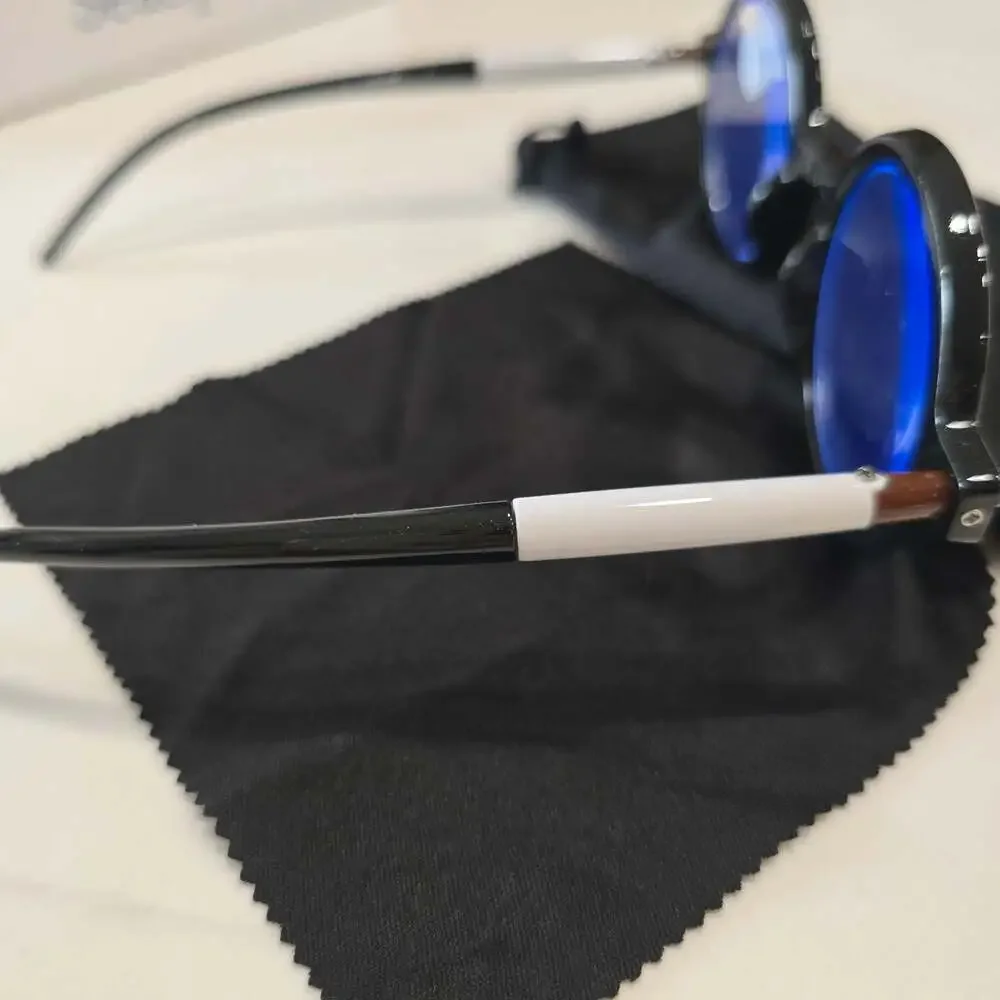 SeaSpark Blue Light Blocking Round Reading Glasses +3.50 Black Frame with Pouch